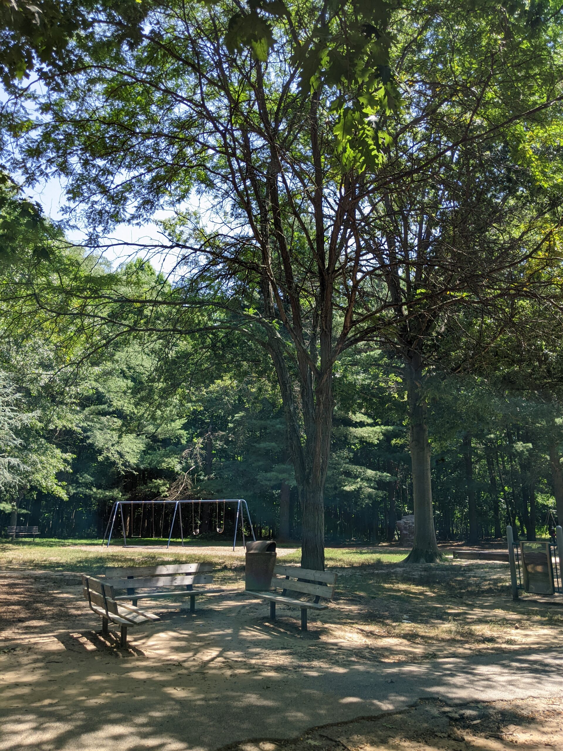 Veteran's Park in Hamilton Township NJ - Shady - Benches with swings TALL image