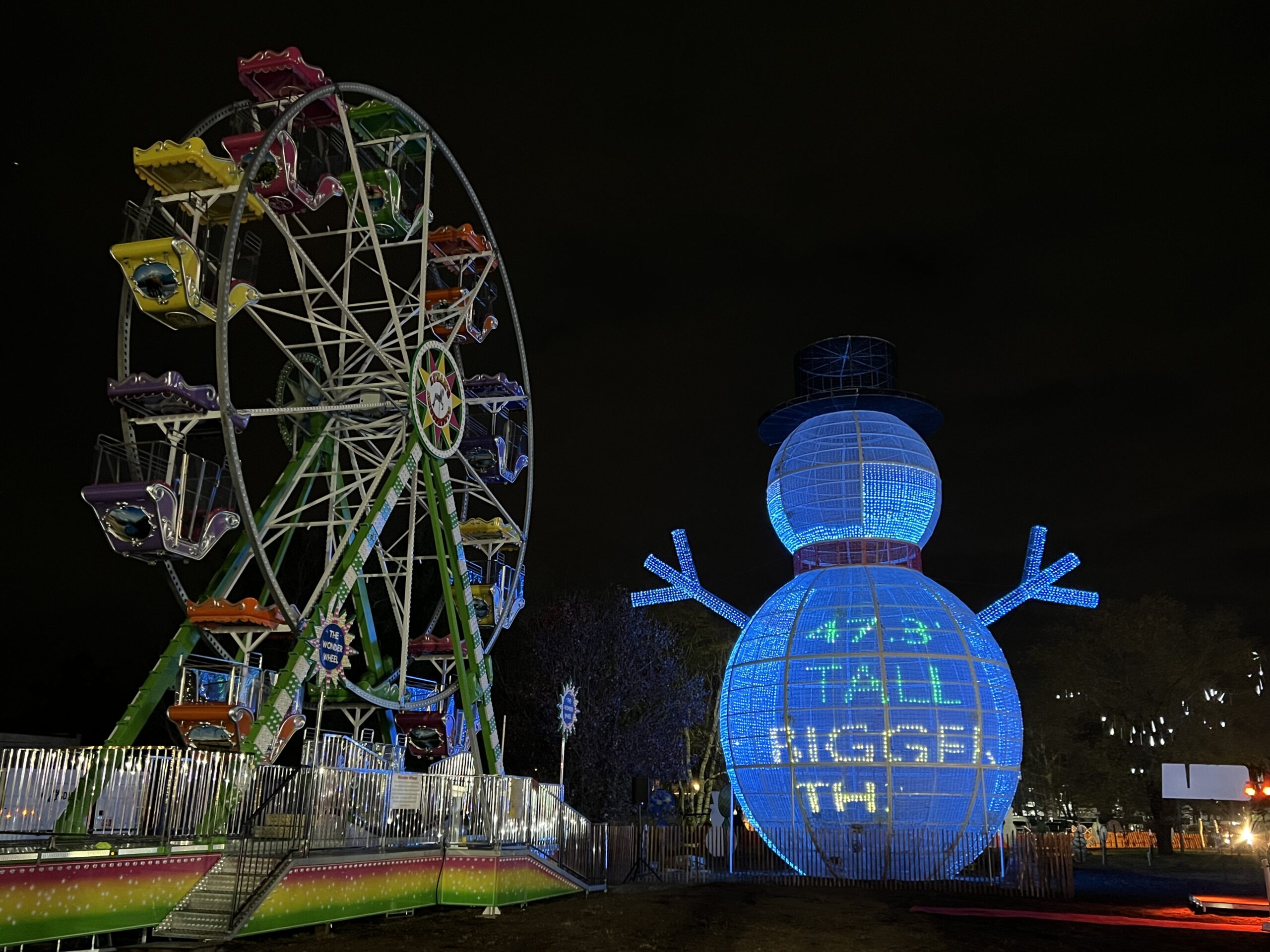 World's largest LED snowman at GLOW in Washington Township, New Jersey