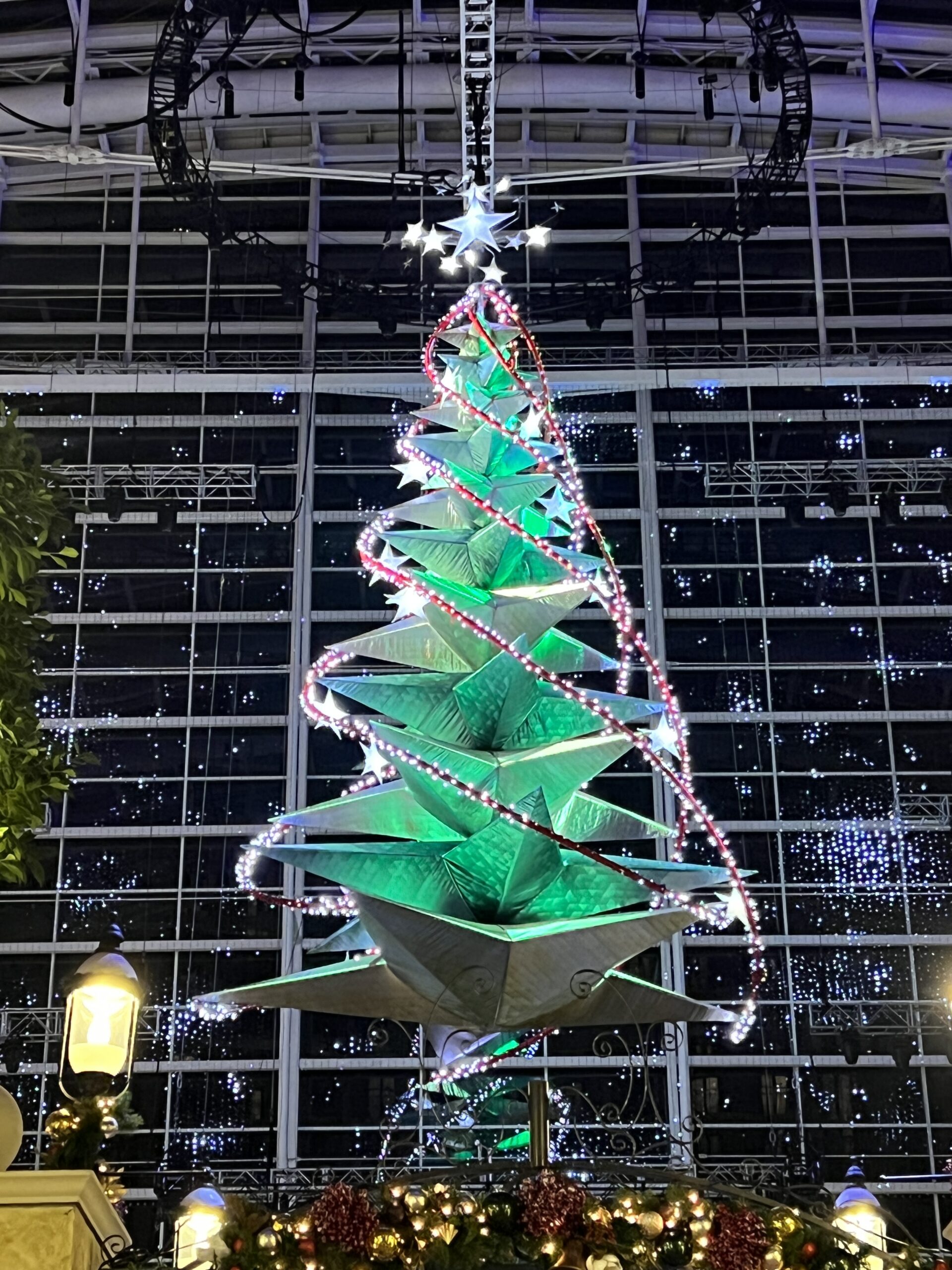 Hanging Christmas tree at Gaylord National Resort inside view portrait image
