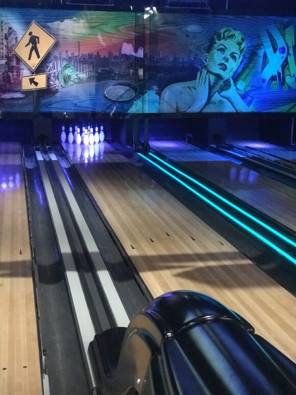 Bowling Alley with neon lights