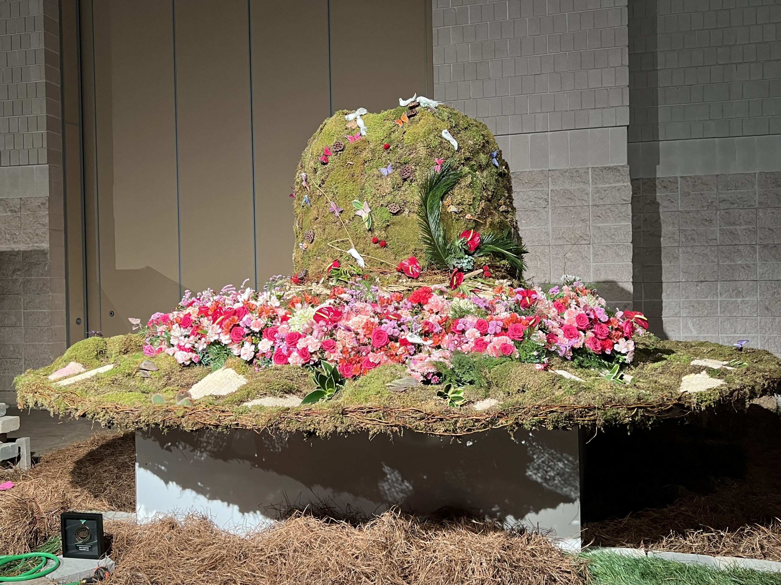a floral hat at the Philadelphia Flower Show