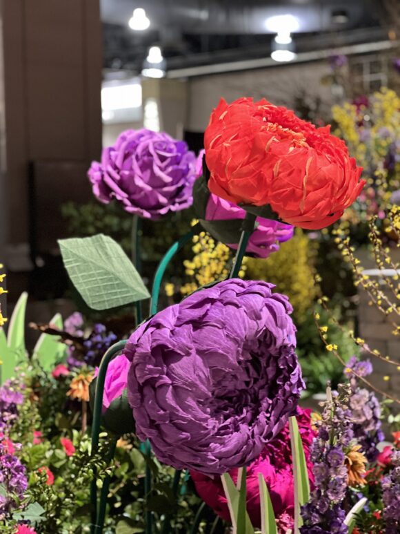 Oversized colorful flowers at the Philadelphia Flower Show