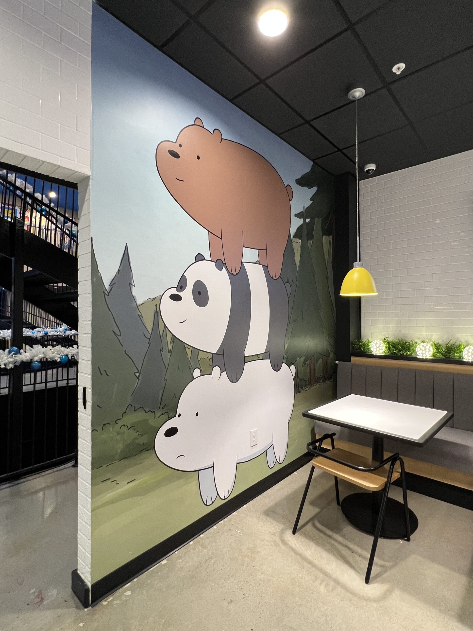 Bare bears mural at the Bare Bears Bearista Cafe at Cartoon Network Hotel in Lancaster portrait