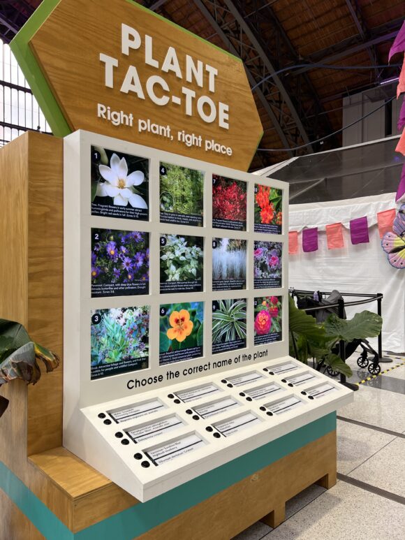 Plant Tac Toe a game for kids at the Philadelphia Flower Show's Kids Cocoon, an area with activities for kids