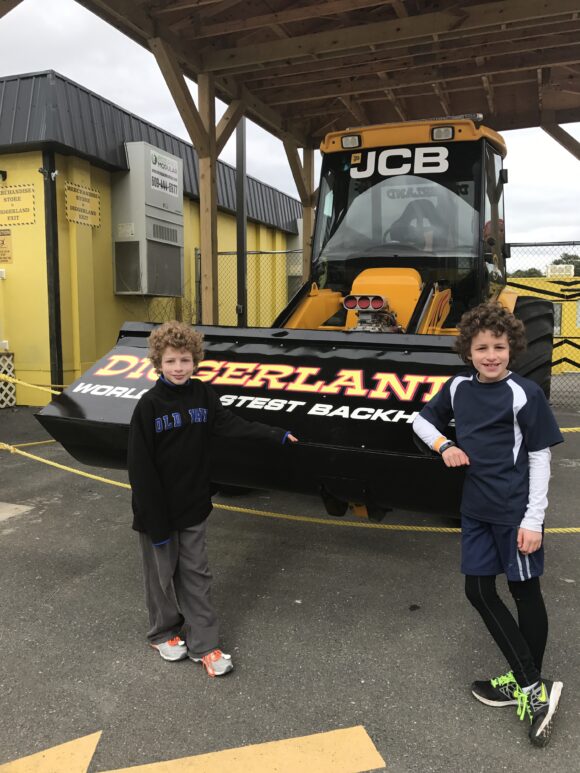 boys with workmax truck at Diggerland