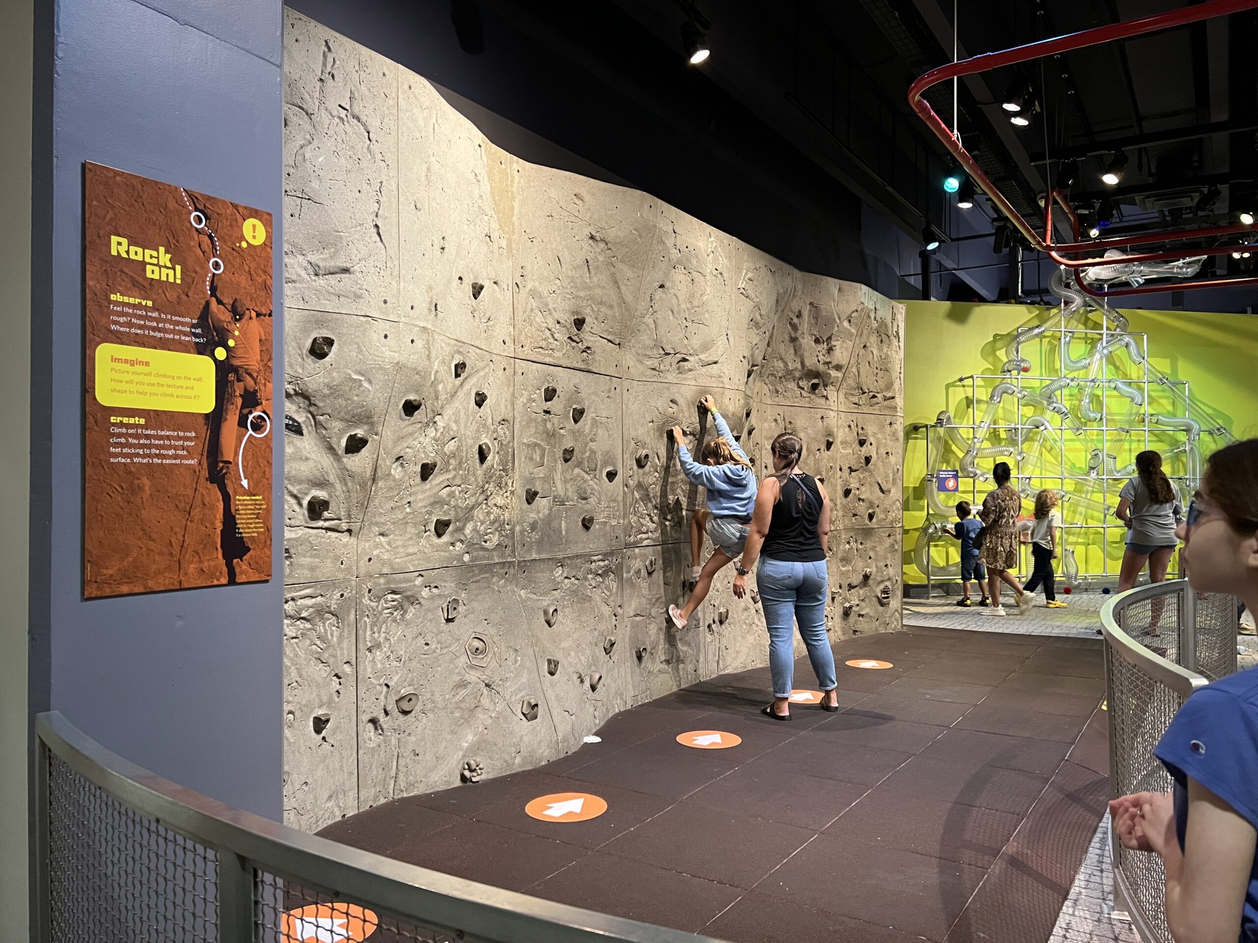 Rock climbing and Wonder Why wall at the Liberty Science Center in Jersey City NJ