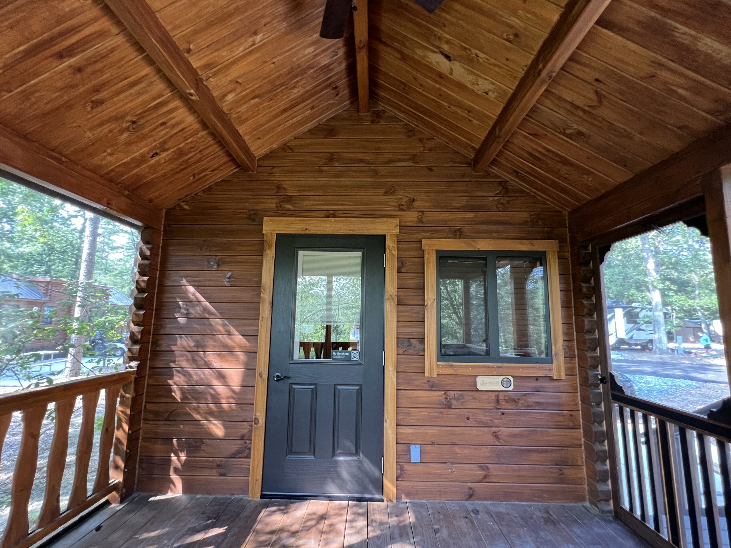 Front door of Jellystone Campground Deluxe Cabin